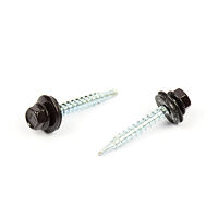 Roofing screw colour+EPDM 4,8x35 RAL8019WT;CR3+ min 15u; powder p. head & washer
