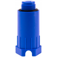 Plug with gasket for pressure tightness test, blue
