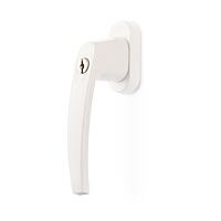 Aluminum window handle with lock white 35mm