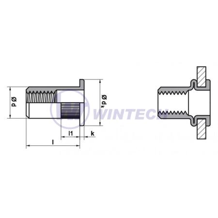 Rivet Nut Flat Head M8aluminium