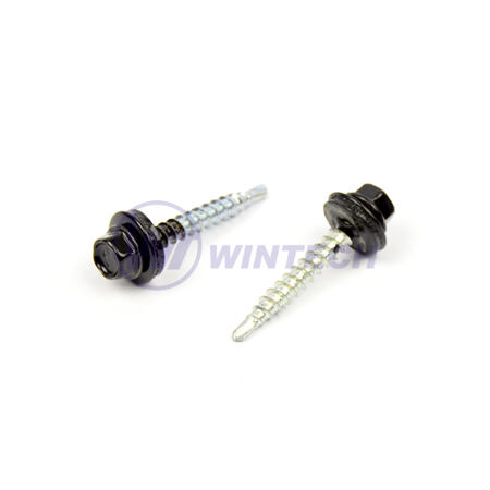 Roofing screw colour+EPDM 4,8x20 RAL9005WT;CR3+ min 15u; powder p. head & washer