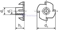 Drive-in-nuts  M5 x 9 x O.D.17  plain