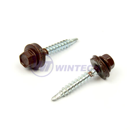 Roofing screw colour+EPDM 4,8x20 RAL8017WT;CR3+ min 15u; powder p. head & washer