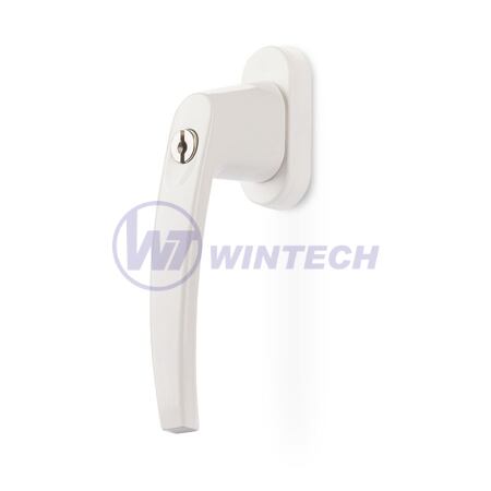 Aluminum window handle with lock white 60mm