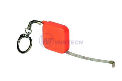 Measuring key chain tape 1m x 6mm, red
