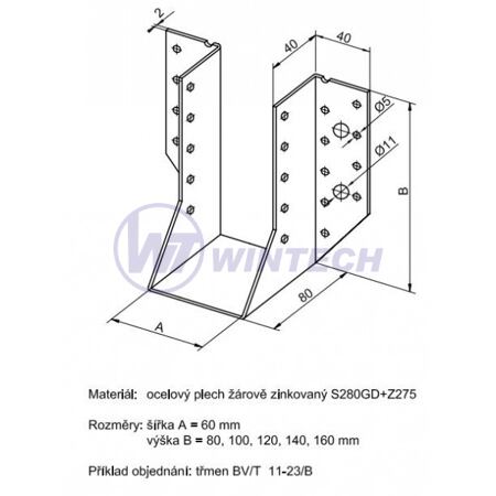 Joist hanger for wood, outside.