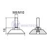Adjustable feet with threaded bolt Ø30 M8x60, PH