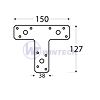 T-type connector KT 2, 150x127x38x2