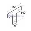 T-type connector KT 160, 160x140x45x2,5